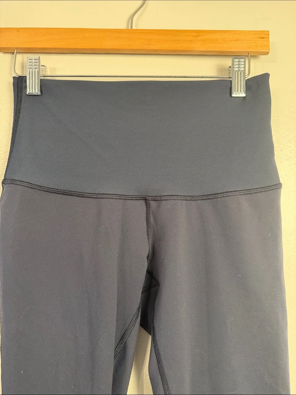 Lululemon Womens Leggings Adjustable Mesh rusching Navy Blue Size 8 High Rise